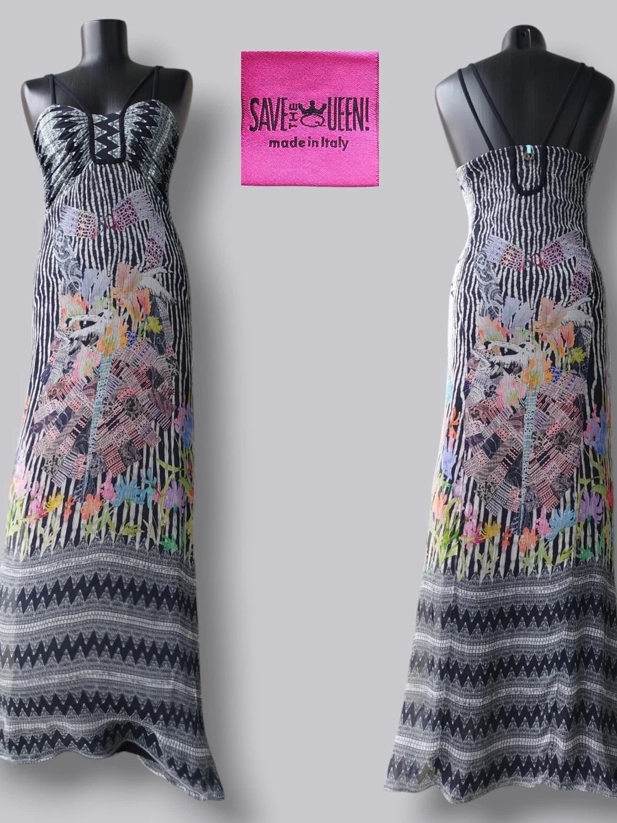 Save The Queen Black Floral-Print Maxi Dress With Strappy Shoulders